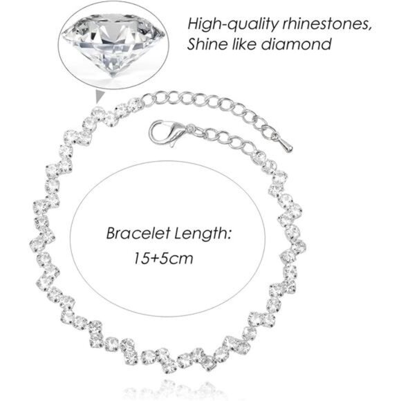 Bridal Jewelry Set Necklace Earrings Bracelet Crystal Wedding Accessories Women - Picture 7 of 8